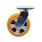 150mm Diameter Aluminium Orange Pu Swivel Casters Heavy Duty Industrial Wheels