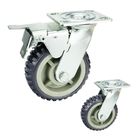 150mm Grey PVC Wheels Hollow Core Swivel Casters Trolley Wheels Heavy Duty Double Brake