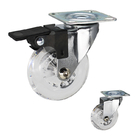 75mm Clear PU Furniture Casters Chrome Painted Soft Castors Swivel With Lock For Living Room