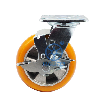  Industrial Heavy Duty Casters 4 Inch Soft Pu Side Lock Rotating Wheels