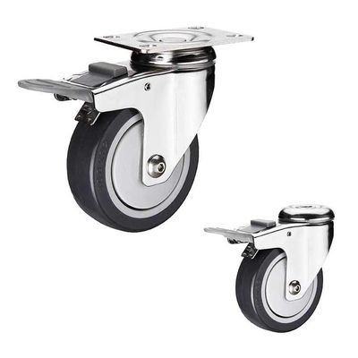 4 Inch Floor - Friendly Grey Wheels Medium Duty Industrial Polyurethane Swivel Locking Casters Wholesales