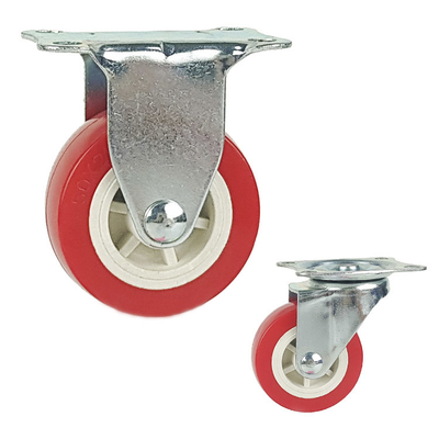 1.5 Inch Red Wheels Light Duty PVC Fixed Caster Wheels For Small Trolleys Lightweight OEM