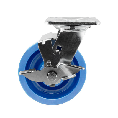 4" 5" 6" 8" Heavy Duty Casters Wheels Floor Protecting Blue Solid Wheel Total Brake Swivel