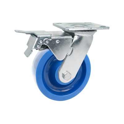 4" 5" 6" 8" Heavy Duty Casters Wheels Floor Protecting Blue Solid Wheel Total Brake Swivel