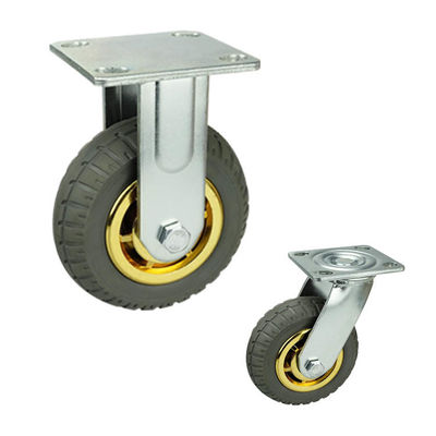 150mm Elastic Rubber Heavy Duty Casters With 462lbs Loading Swivel Plate