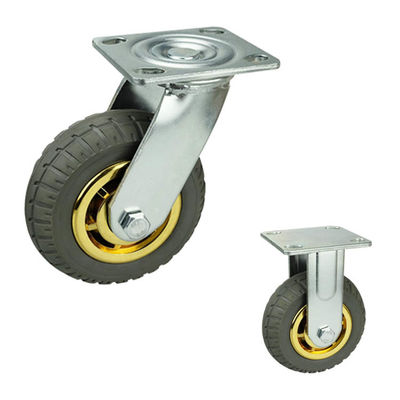 150mm Elastic Rubber Heavy Duty Casters With 462lbs Loading Swivel Plate