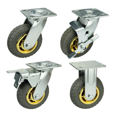 150mm Elastic Rubber Heavy Duty Casters With 462lbs Loading Swivel Plate