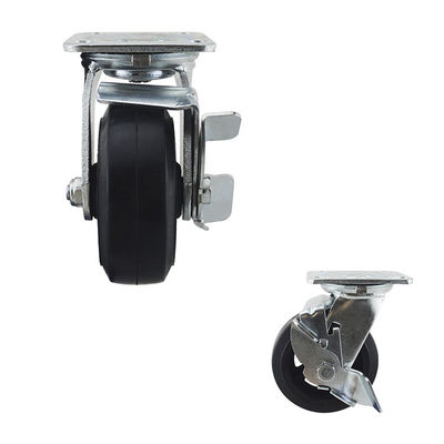 5"X2" Swivel Side Lock Iron Rubber Heavy Duty Casters