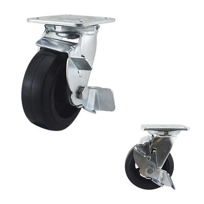 5"X2" Swivel Side Lock Iron Rubber Heavy Duty Casters
