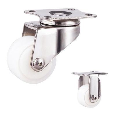 40mm 30kg Capacity Stainless Steel Fixed Plate  Nylon Trolley Wheel Caster
