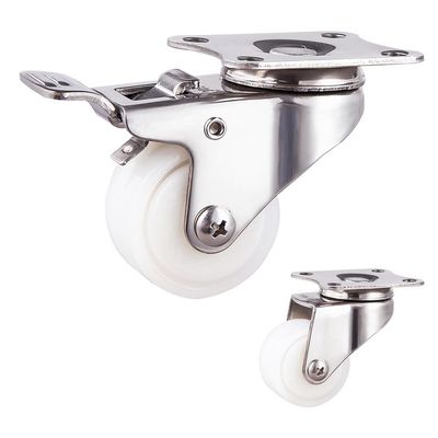 40mm 30kg Capacity Stainless Steel Fixed Plate  Nylon Trolley Wheel Caster