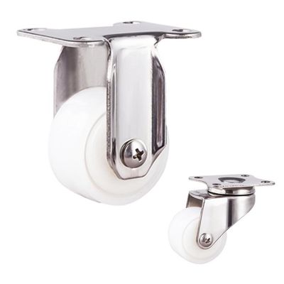 50KG Capacity 50x22mm White Stainless Steel Threaded Stem  PA Wheel With Covers