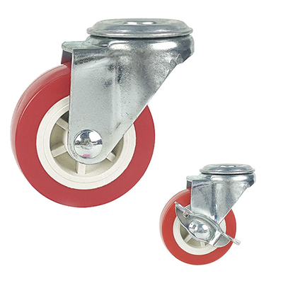 2.5 Inch Soft Wheels Swivel Head  Light Duty PVC Casters Bolt Hole Side