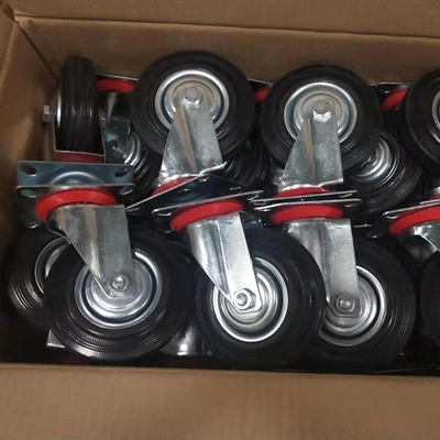 250mm Rubber Casters 10 Inch Black Wheel Bolt Hole Type Swivel Brake Castors