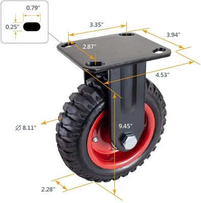 Height 90mm to 125mm caster wheels 3 inch steel stem size M12x15mm swivel casters for heavy equipment and transport carts