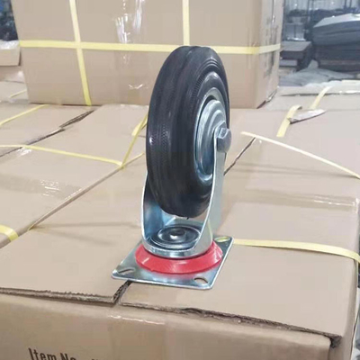 250mm Rubber Casters 10 Inch Black Wheel Bolt Hole Type Swivel Brake Castors